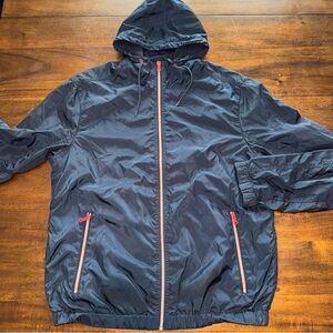 Celio * Navy Lightweight Full Zip Up Jacket Hooded Pockets Womens Size Large